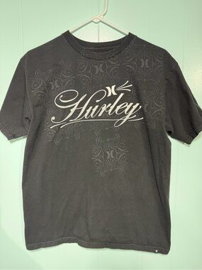 Hurley Black Short Sleeve Script Logo Tee